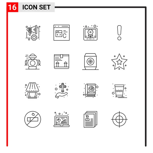16用于Web和移动应用技术 可编辑向量设计元素的通用概要集 — 图库矢量图片