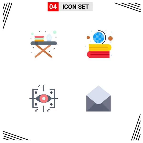 Modern Set Flat Ikonok Szimbólumok Mint Vasalódeszka Jövő Könyvek Földgolyó — Stock Vector