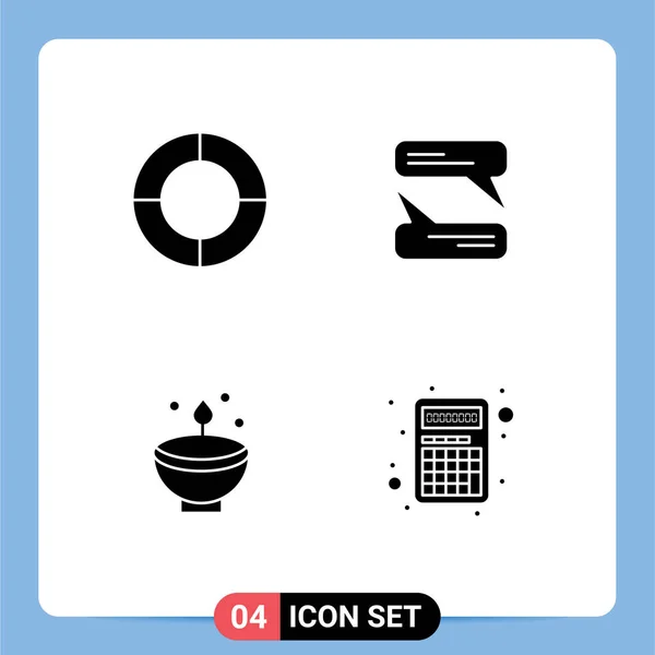 Editable Vector Line Pack Simple Solid Glyphs Chart Diwali Chatting — Stock Vector