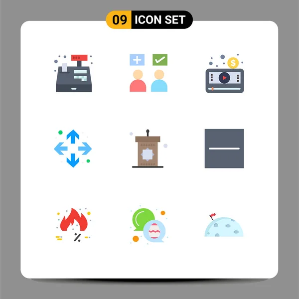 Pictogram Set Simple Flat Colors Podium Full Screen Right Enlarge — 스톡 벡터