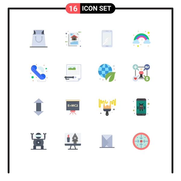 User Interface Flat Color Pack Modern Signs Symbols Communication Color — Stockový vektor