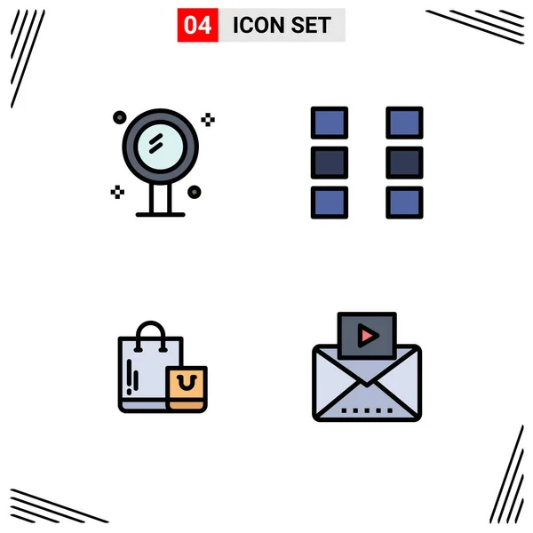 Set Modern Icons Symbols Signs Bathroom Bag Mirror Market Editable — Stock Vector