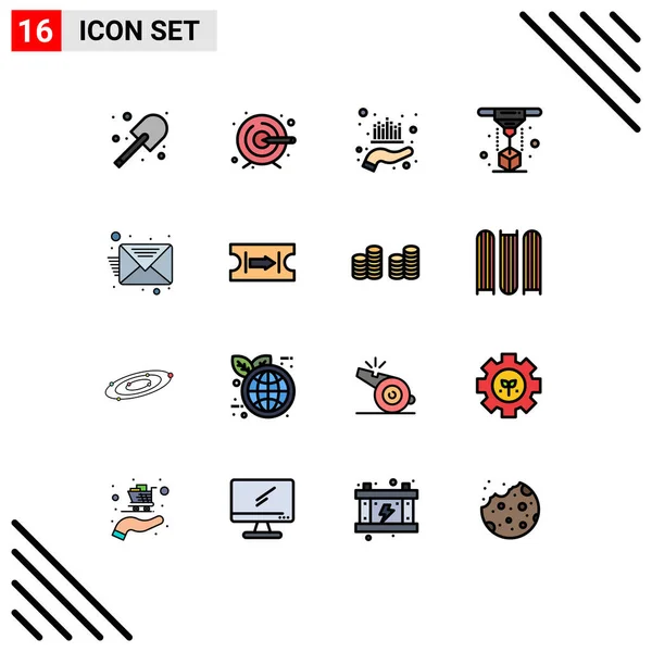 Universal Icon Symbols Gruppe Von Modernen Flachen Farbigen Linien Mit — Stockvektor