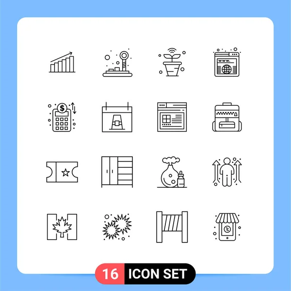 Mobile Interface Outline Set Pictograms Domain Wifi Control Pad Things — Stock Vector