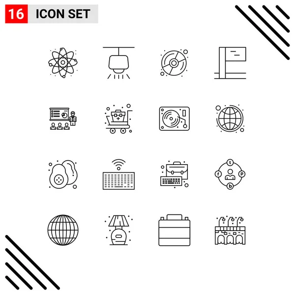 Stock Vector Icon Pack Line Signs Symbols Statistics Marketing Multimedia — 스톡 벡터