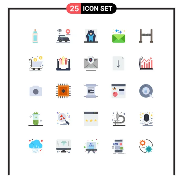 Interfejs Użytkownika Płaski Kolor Pakiet Nowoczesnych Znaków Symboli Wejścia Poczty — Wektor stockowy