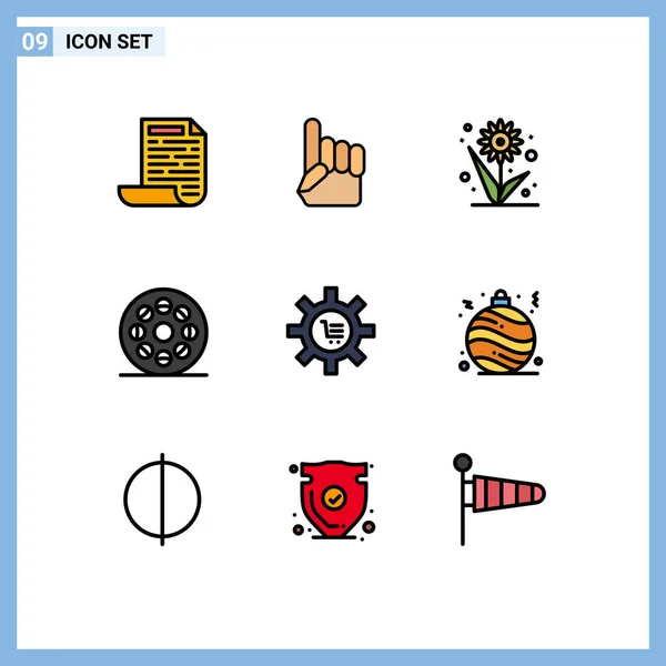 Creative Icons Modern Signs Symbols Cart Flower Video Movie Editable — Stock Vector