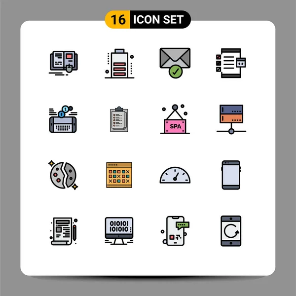 Set Modern Icons Symbols Signs Social Mobile Sent Device Develop — Stock Vector