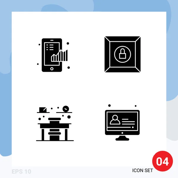 Solid Glyph Pack Universal Symbols Business Education Graph Lock Learning — Stock Vector