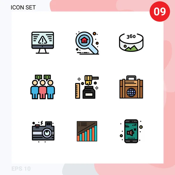 Universal Icon Symbols Group Modern Filledline Flat Colores Negocios Orgánicos — Vector de stock