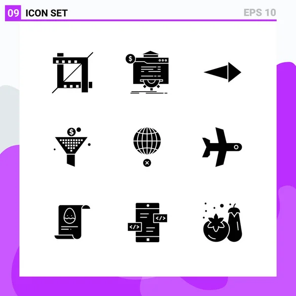 Universal Icon Symbols Group Modern Solid Glyphs Globo Terra Seta — Vetor de Stock