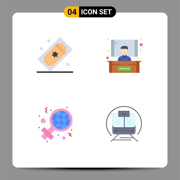Benutzeroberfläche Flaches Icon Pack Moderner Zeichen Und Symbole Für Kinokarten — Stockvektor