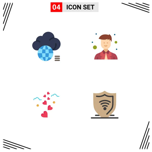 User Interface Flat Icon Pack Signes Symboles Modernes Nuage Coeurs — Image vectorielle