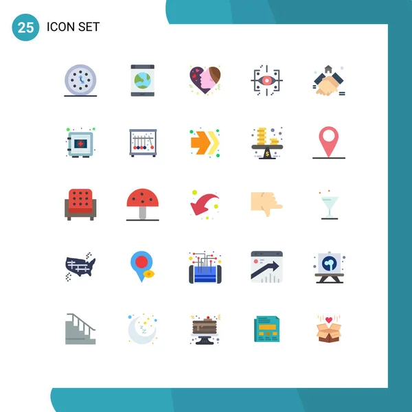 Mobile Interface Flat Color Set Pictograms Future Advanced Online Love — Stockový vektor