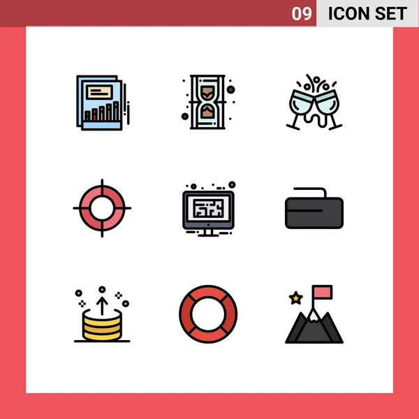 Universal Icon Symbols Group Modern Filledline Flat Colors Travel Location — Διανυσματικό Αρχείο