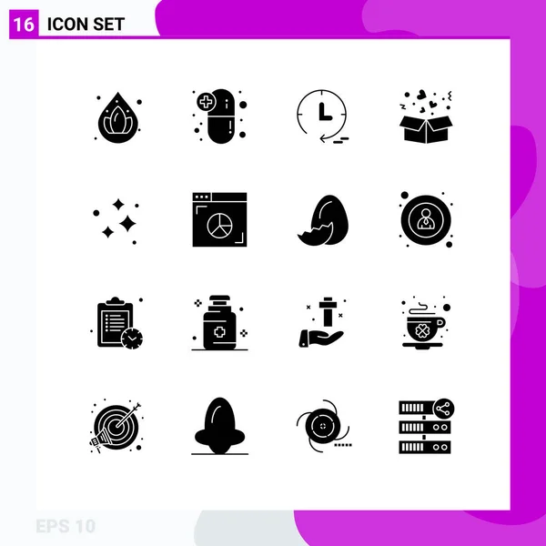 Universal Solid Glyphs Set Web Mobile Applications Wash Cleaning Time — Stock Vector