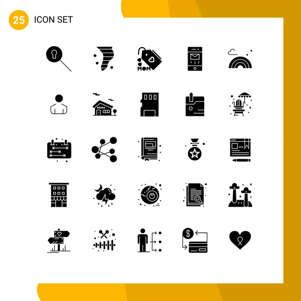 Universal Icon Symbols Group Modern Solid Glyphs Arco Íris Mensagem — Vetor de Stock