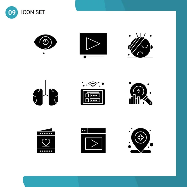 Modern Set Solid Glyphs Pictograph Control Healthcare Healthcare Health Biology — Stock Vector