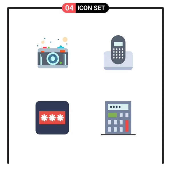 Tematikus Vektor Lapos Ikonok Szerkeszthető Szimbólumok Kamera Mező Kép Kapcsolat — Stock Vector