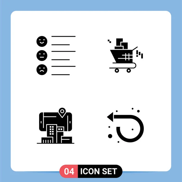 Signos Glifos Sólidos Universales Símbolos Formato Ciudad Emojis Seo Elementos — Vector de stock