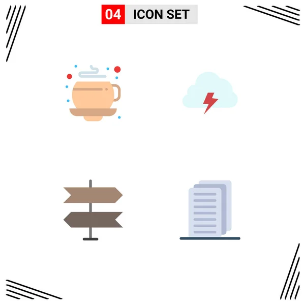 Interface Utilisateur Flat Icon Pack Signes Symboles Modernes Café Emplacement — Image vectorielle