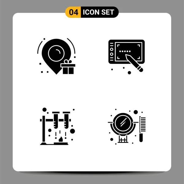 Group Solid Glyphs Signs Symbols Birthday Beauty Design Chemistry Mirror — Διανυσματικό Αρχείο