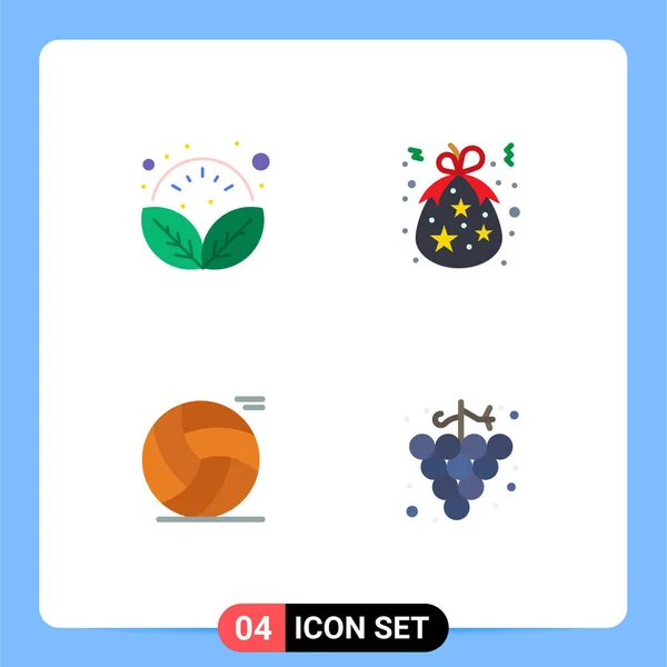 Set Iconos Planos Universales Para Aplicaciones Web Móviles Hojas Pelota — Vector de stock