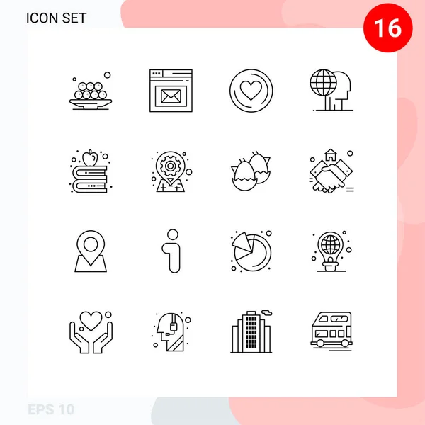 Modern Set Outlines Pictograph Outsource Global Page Financial Love Editable — 스톡 벡터