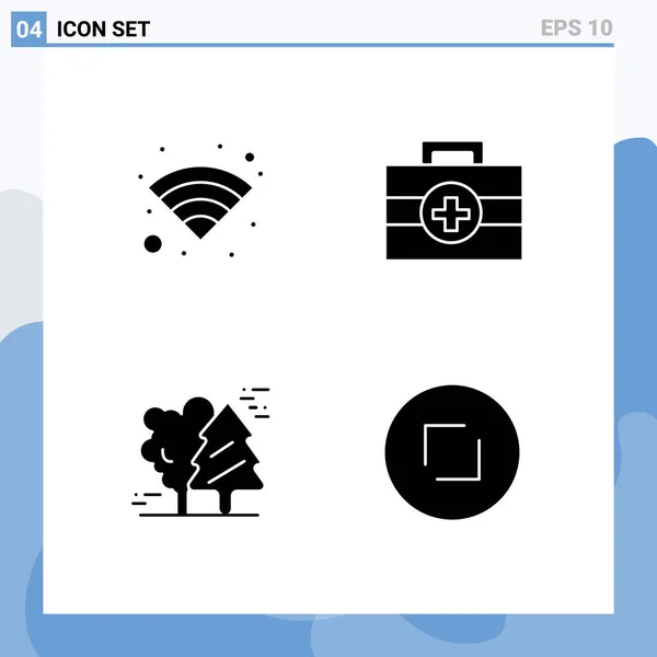 Universal Icon Symbols Group Modern Solid Glyphs Technology Pine Trees — Vetor de Stock