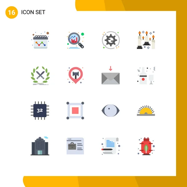 Set Modern Icons Symbols Signs Label Emblem Setup Battle Flame — Stock Vector