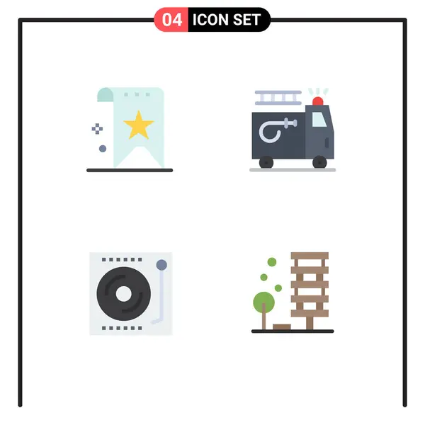 Conjunto Comercial Flat Icons Pack Para Bookmark Dispositivos Classificação Clipart — Vetor de Stock