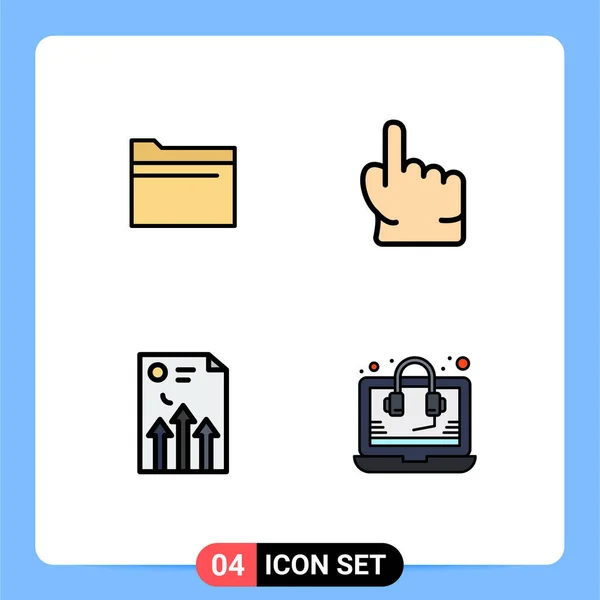 Thematische Vektor Filledline Flache Farben Und Editierbare Symbole Für Ordner — Stockvektor
