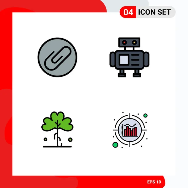 Mobile Interface Filledline Flat Color Set Dari Pictogram Lampiran Irish - Stok Vektor