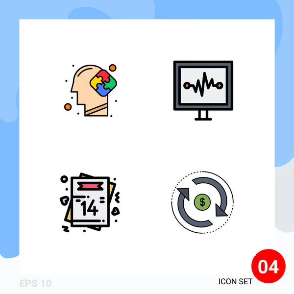 Stock Vector Icon Pack Mit Zeilenzeichen Und Symbolen Für Mensch — Stockvektor