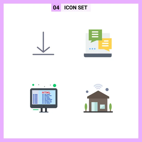 Universal Icon Symbols Grupo Iconos Planos Modernos Descarga Html Desarrollo — Archivo Imágenes Vectoriales