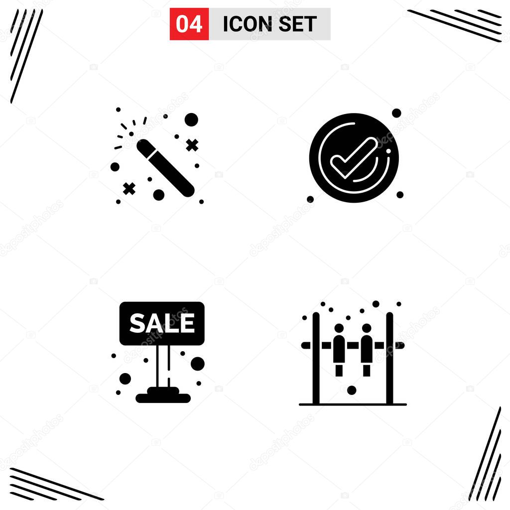 Stock Vector Icon Pack of 4 Line Signs and Symbols for magic, board, business, check, for sale Editable Vector Design Elements