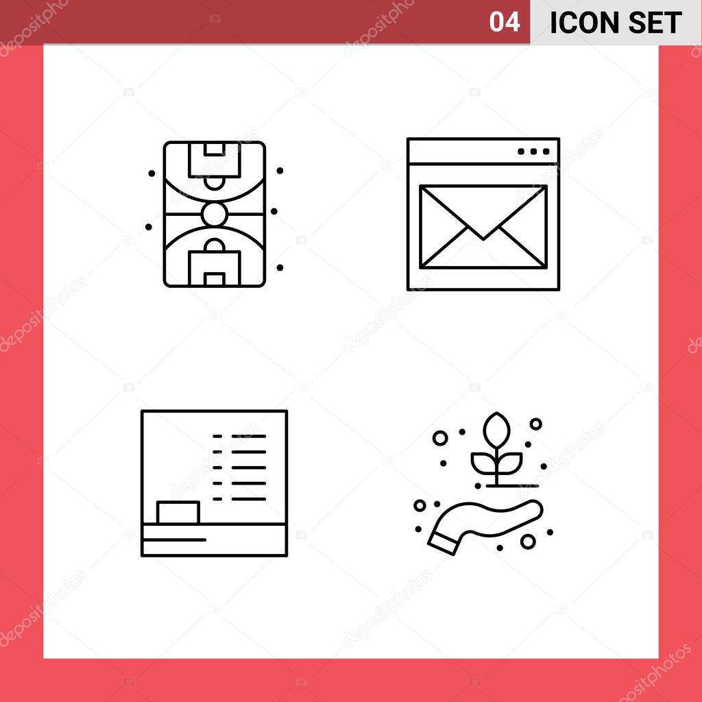 4 Universal Filledline Flat Colors Set for Web and Mobile Applications city, education, communication, email, hand Editable Vector Design Elements