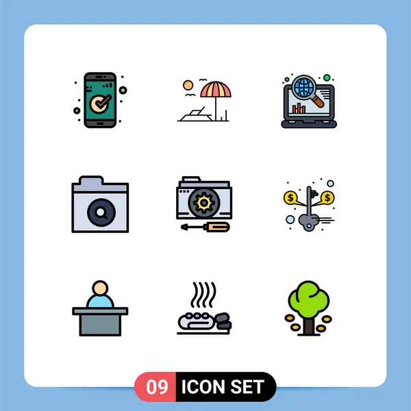 Universal Icon Symbols Group Modern Filledline Flat Színek Beállítása Mappa — Stock Vector