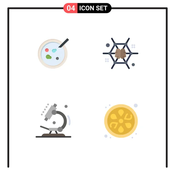 Vector Flat Icons Grid Petri Biology Medical Brain Microeditable Vector — 스톡 벡터