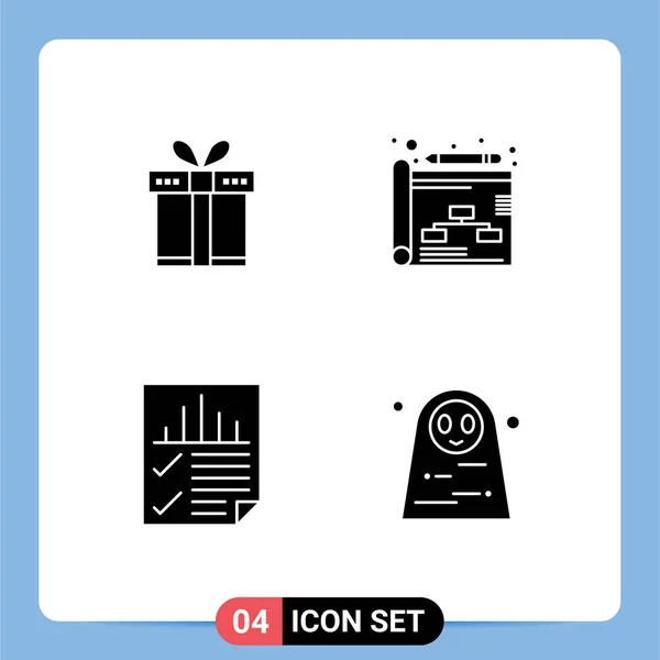 Universal Icon Symbols Group Modern Solid Glyphs Gift Page Ribbon — Vetor de Stock