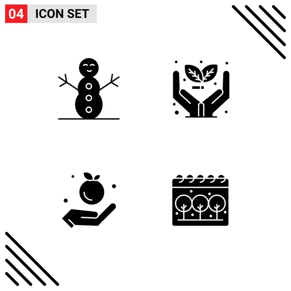Universal Icon Symbols Group Modern Solid Glyphs Snowman Earth Eco — Stock Vector