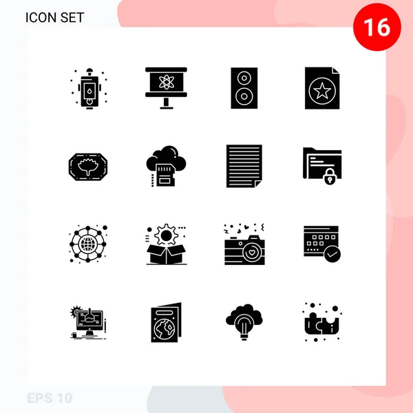 Mobile Interface Solid Glyph Set Pictograms Bangladesh Label Favorite Space — 스톡 벡터