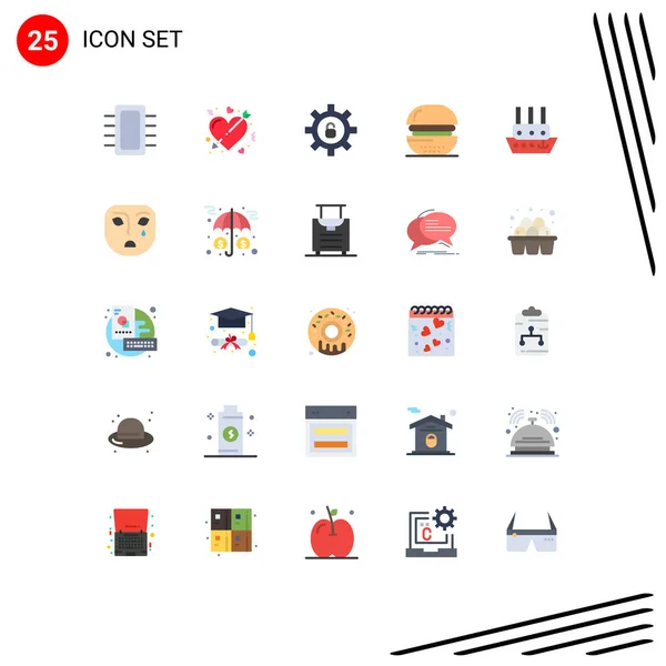 Universal Icon Symbols Grupo Modern Flat Colores Comida Bebidas Amor — Vector de stock