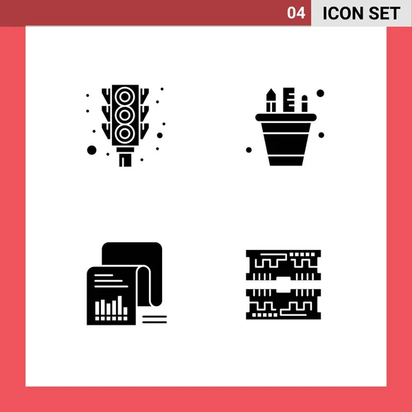 Iconos Creativos Signos Símbolos Modernos Luz Lista Verificación Parada Lápiz — Archivo Imágenes Vectoriales