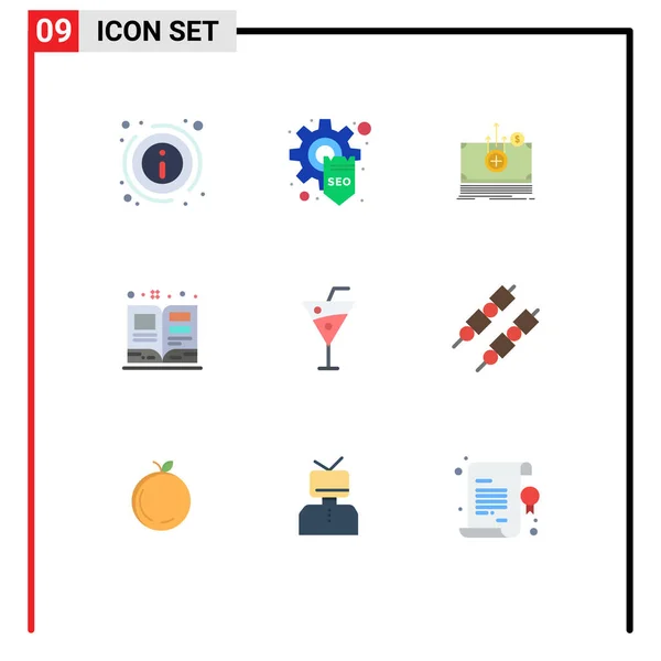 Universal Icon Symboly Skupina Moderní Ploché Barvy Plážových Nápojů Učebnice — Stockový vektor
