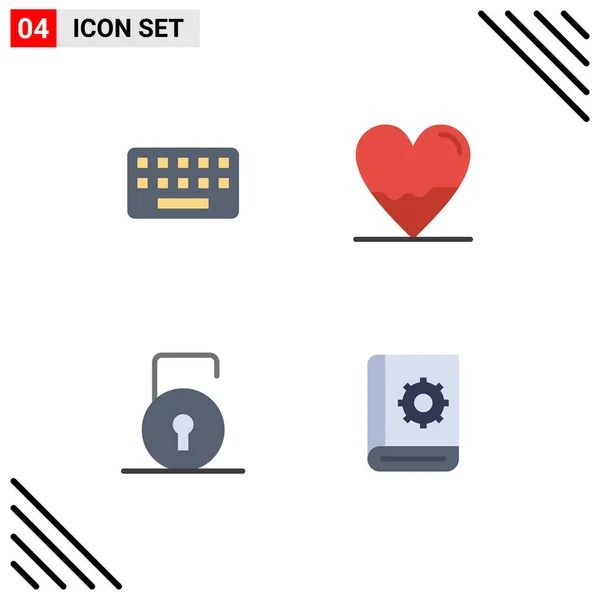 Set Iconos Planos Vectoriales Rejilla Para Teclado Tecla Tecla Corazón — Vector de stock