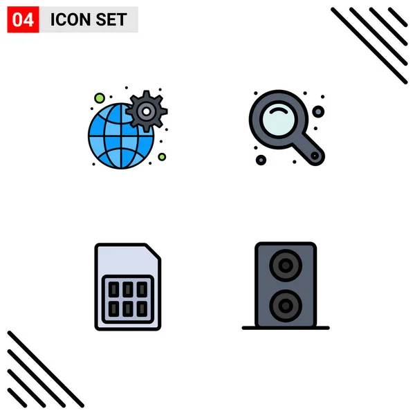 Universal Icon Symbols Group Modern Filledline Flat Colores Engranaje Móvil — Vector de stock