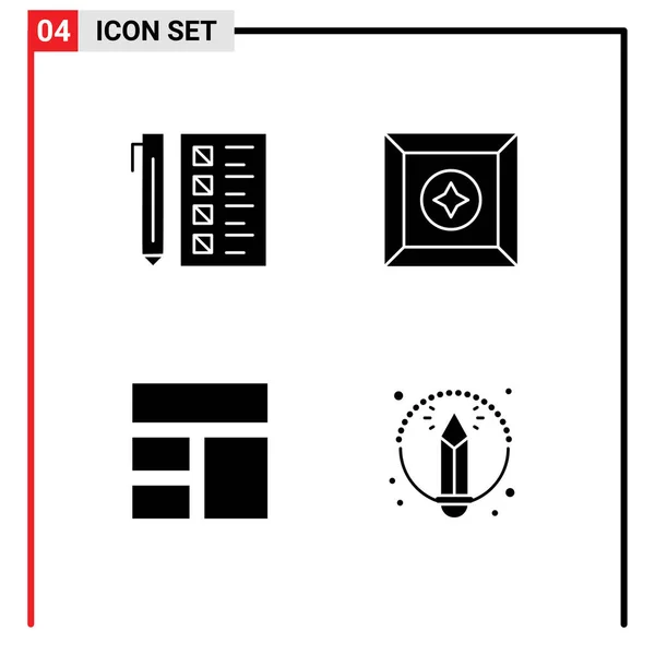 Universal Icon Symbols Group Modern Solid Glyphs Business Frame Development — Vetor de Stock