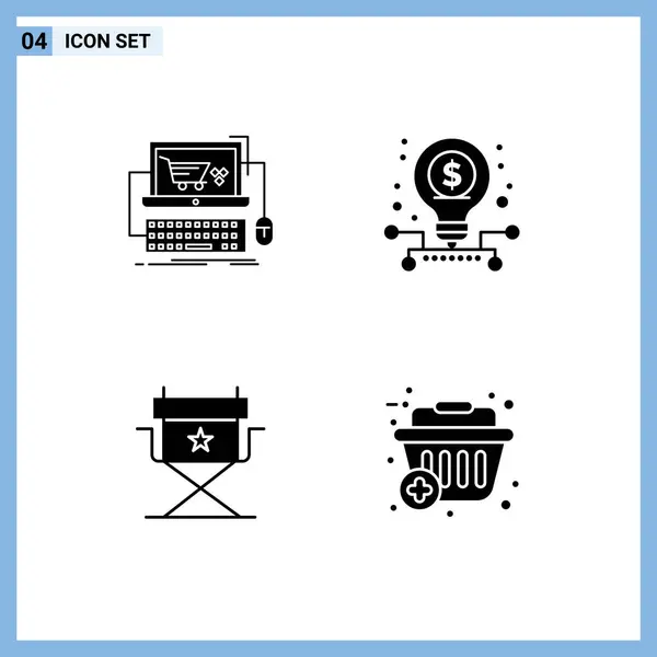 Thematic Vector Solid Glyphs Editable Symbols Cart Chair Store Investment — Stock Vector