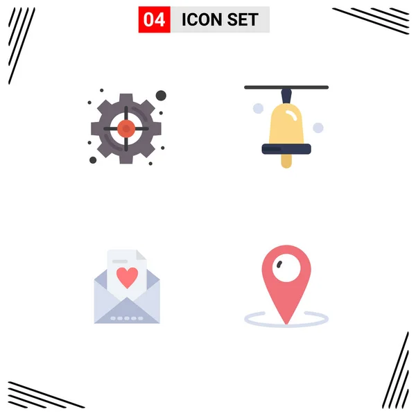 Set Van Commercial Flat Icons Pack Voor Doel Liefde Strategisch — Stockvector